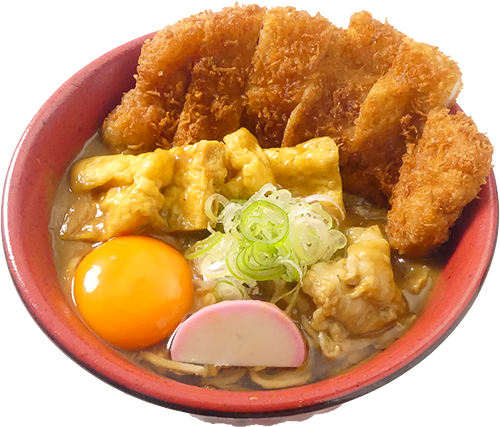 月見カツカレーそば